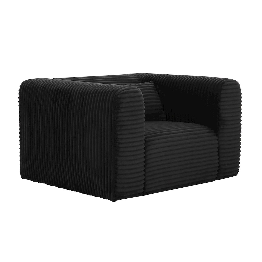 Tarra Fluffy Oversized Black Corduroy Armchair. Picture 1