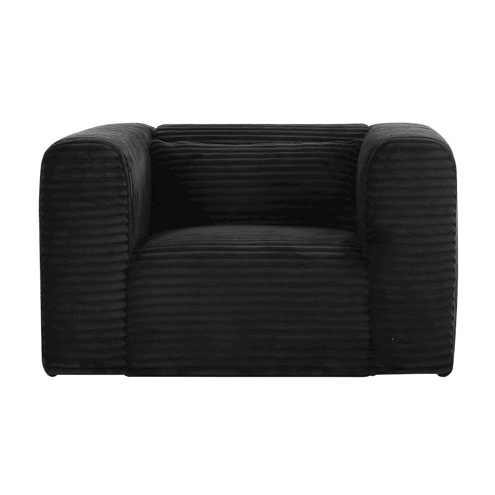 Tarra Fluffy Oversized Black Corduroy Armchair. Picture 3