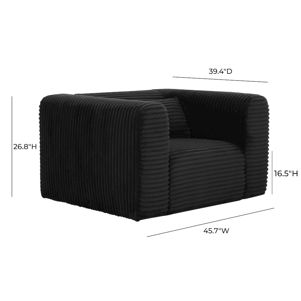 Tarra Fluffy Oversized Black Corduroy Armchair. Picture 6