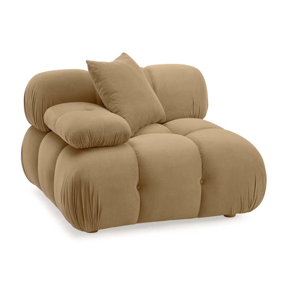 Calliope Cafe Au Lait Performance Velvet Modular Corner Chair. Picture 1