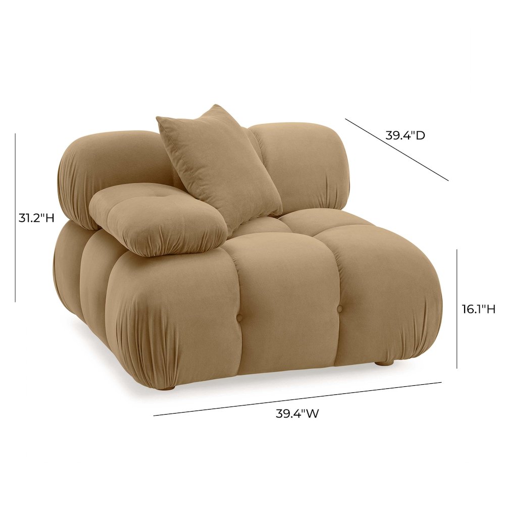 Calliope Cafe Au Lait Performance Velvet Modular Corner Chair. Picture 6