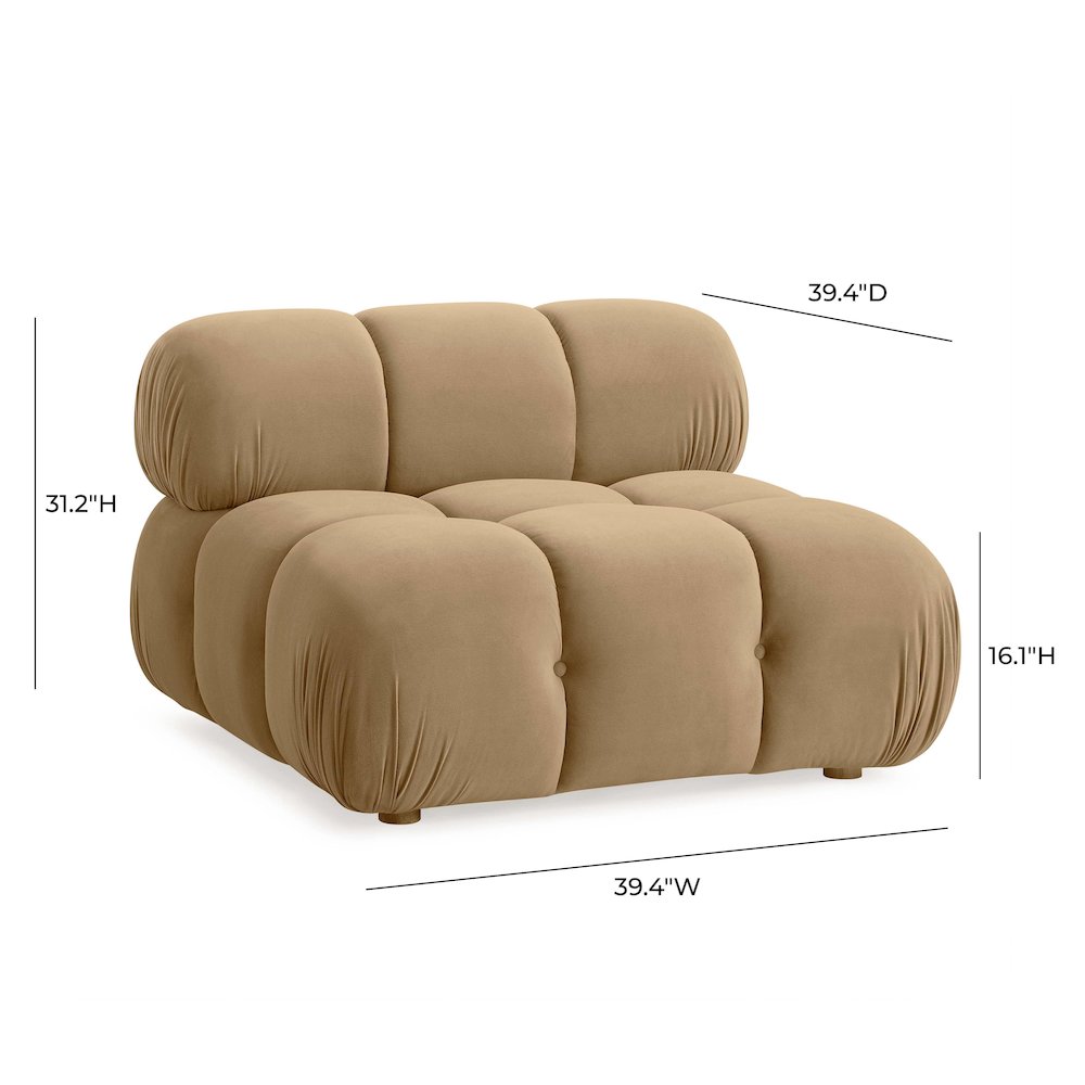 Calliope Cafe Au Lait Performance Velvet Modular Armless Chair. Picture 6