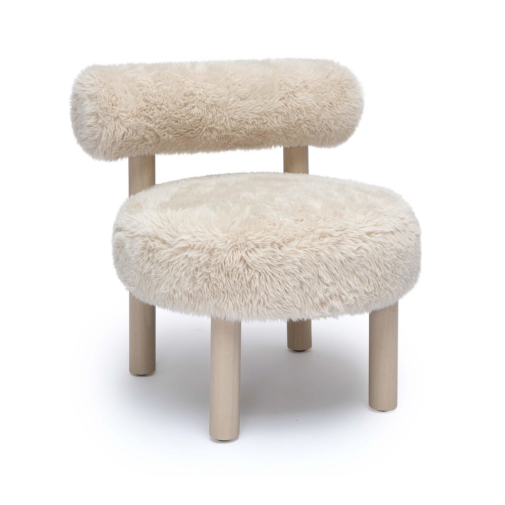 Carmel Natural Vegan Shearling Accent Chair. Picture 1