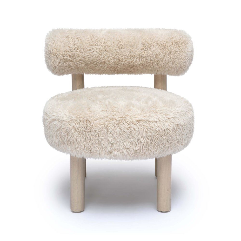 Carmel Natural Vegan Shearling Accent Chair. Picture 3