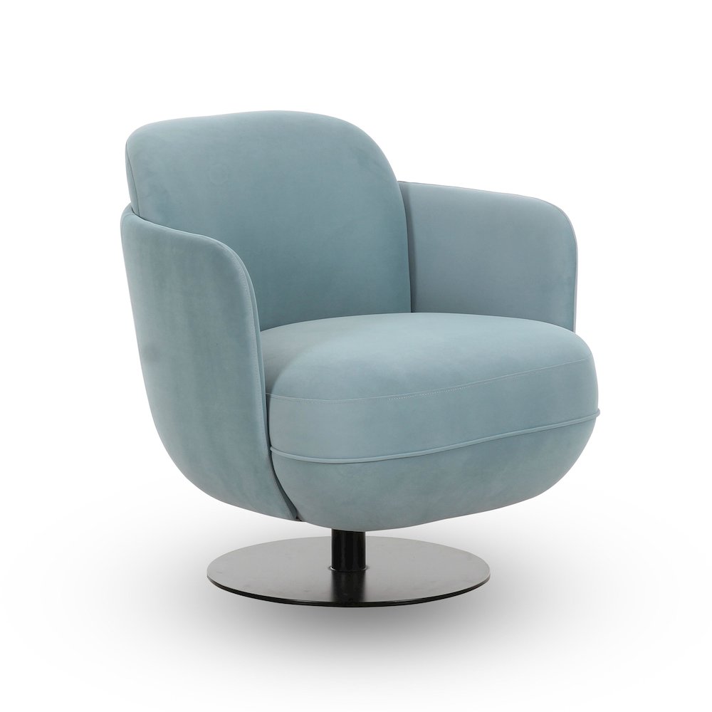 Solange Blue Shadow Velvet Swivel Chair. Picture 1