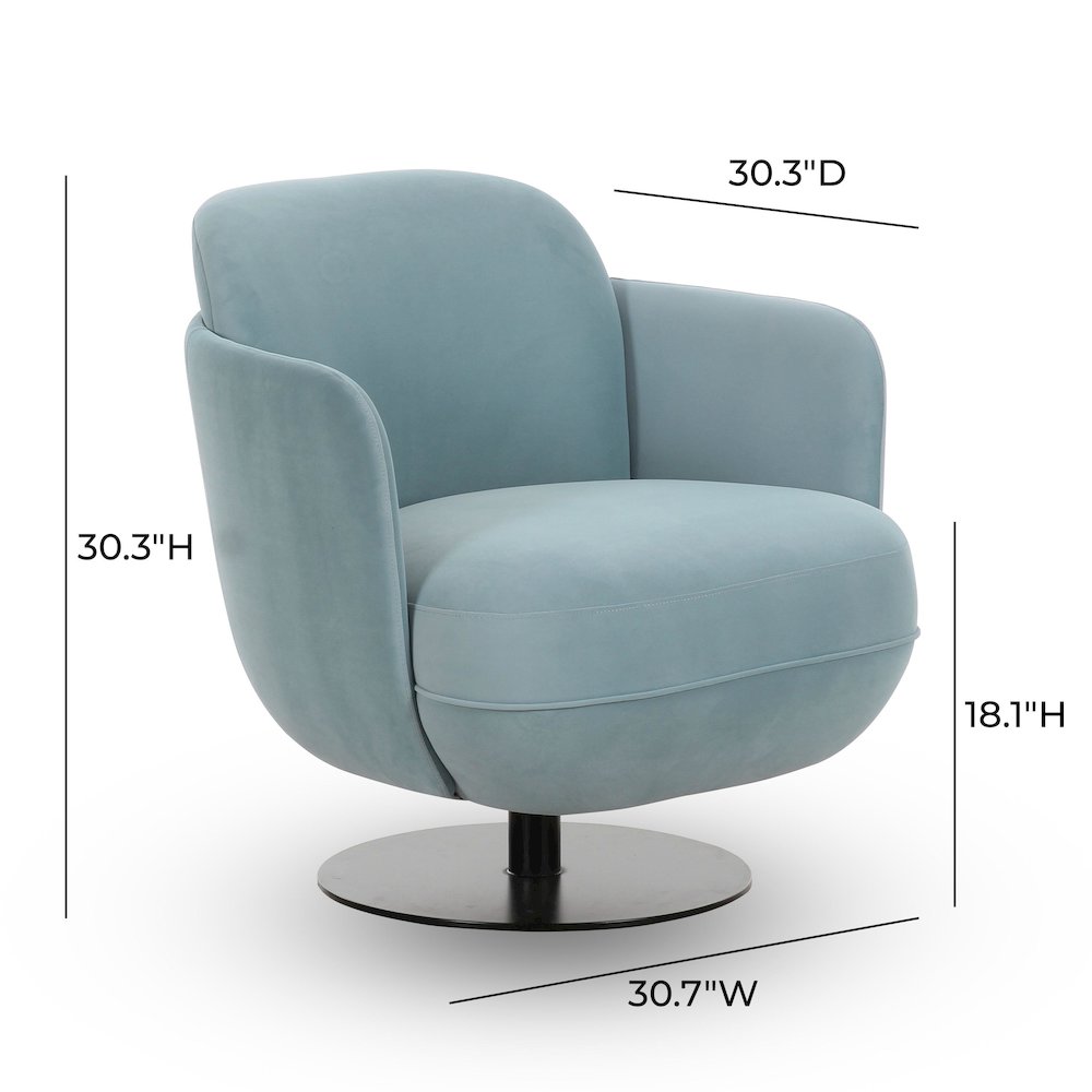 Solange Blue Shadow Velvet Swivel Chair. Picture 6