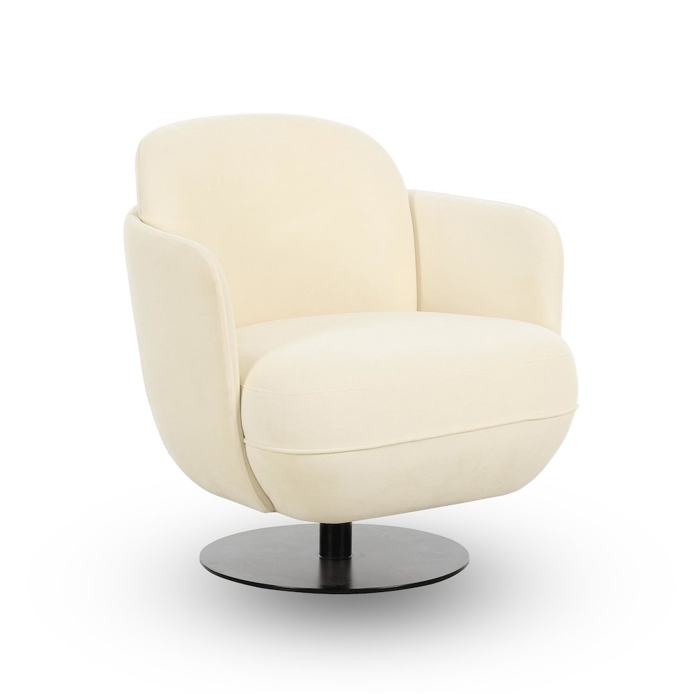 Solange Cream Velvet Swivel Chair. Picture 1