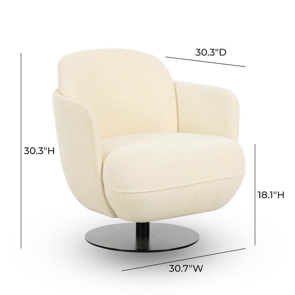 Solange Cream Velvet Swivel Chair. Picture 6