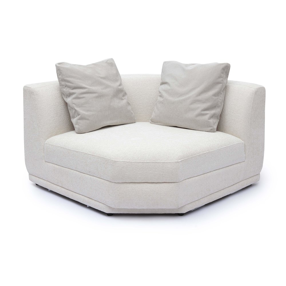 Perry Cream Chenille Modular Wedge Corner Chair. Picture 1