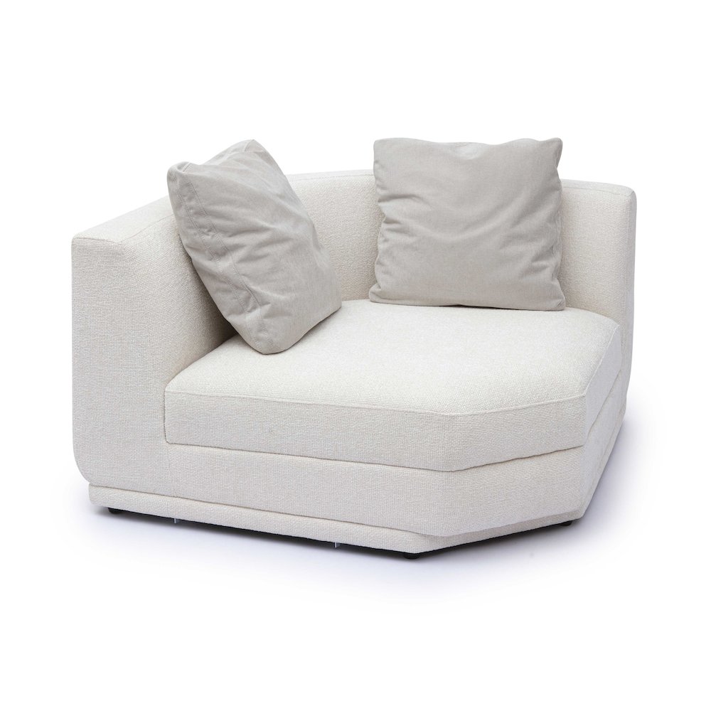 Perry Cream Chenille Modular Wedge Corner Chair. Picture 2
