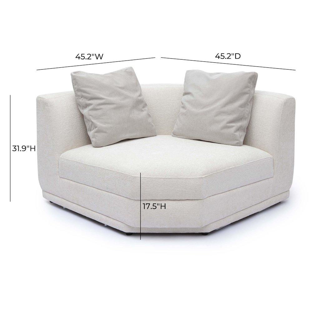 Perry Cream Chenille Modular Wedge Corner Chair. Picture 6