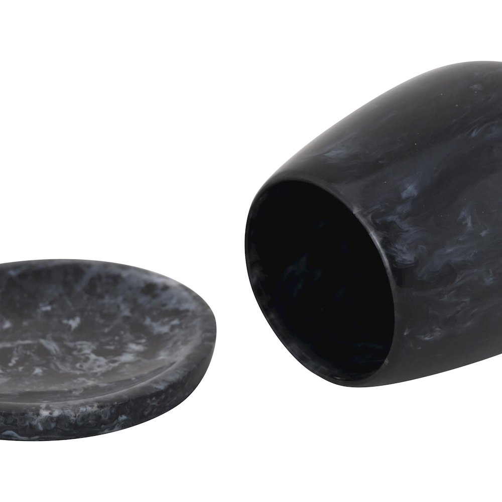 Rounded Black Swirl Resin Kiddush Cup. Picture 3