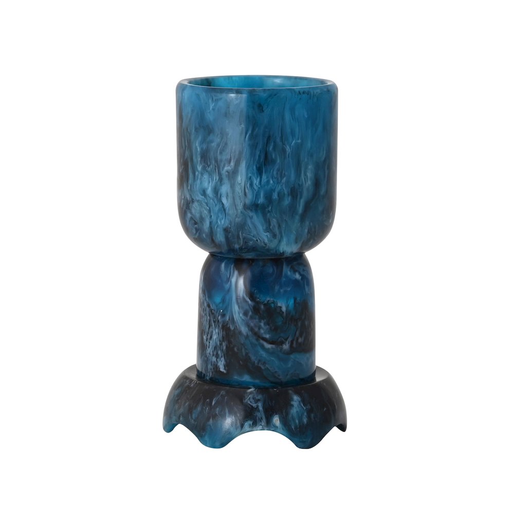 Platform Blue Swirl Resin Kiddush Cup. Picture 1