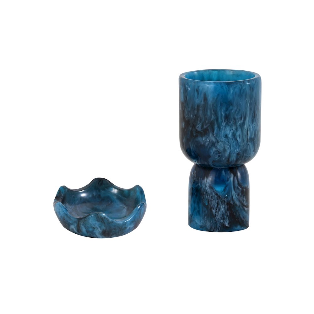 Platform Blue Swirl Resin Kiddush Cup. Picture 2