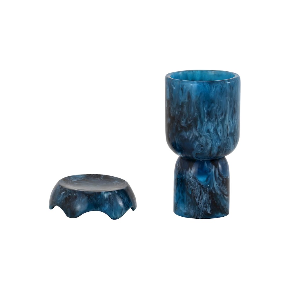 Platform Blue Swirl Resin Kiddush Cup. Picture 3