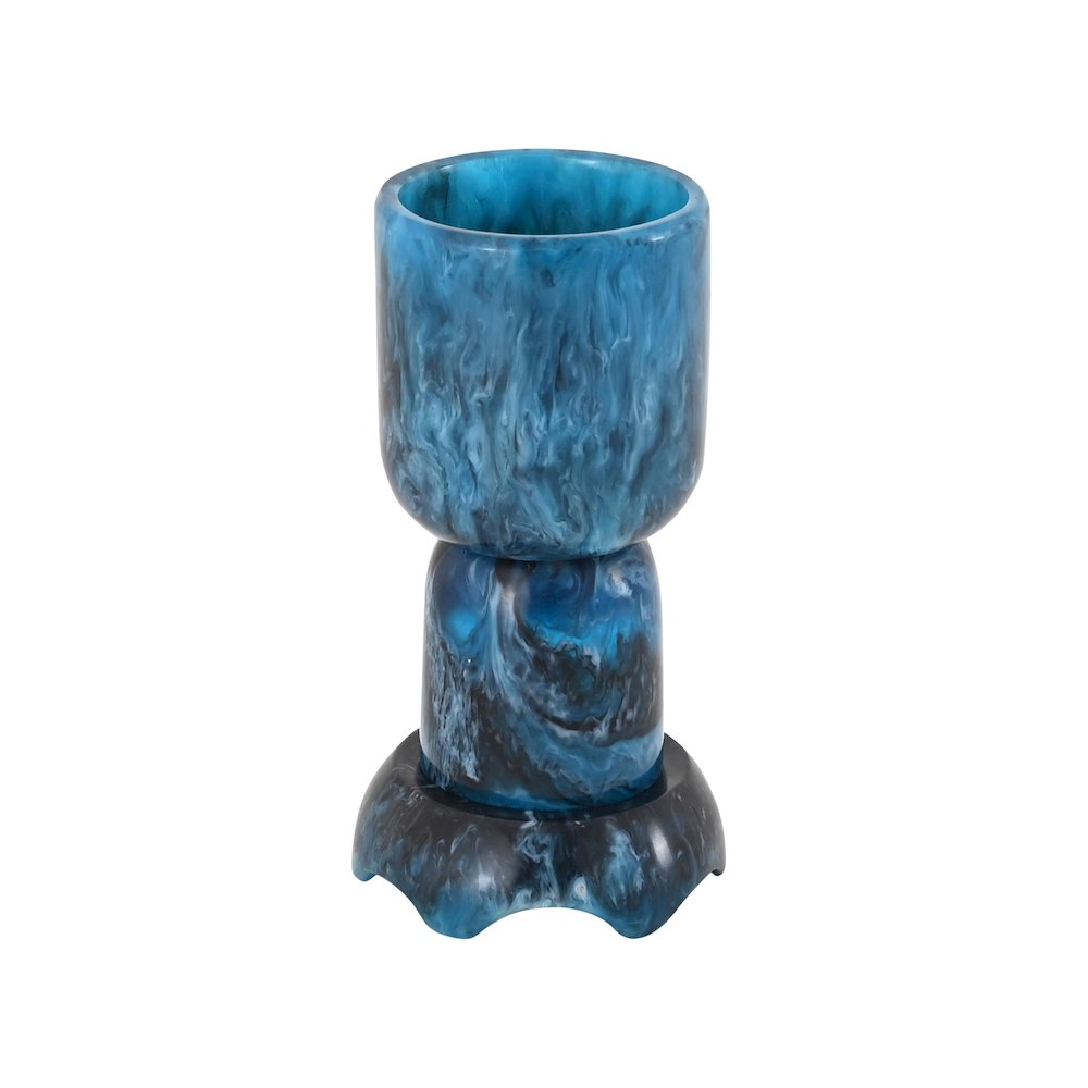 Platform Blue Swirl Resin Kiddush Cup. Picture 4