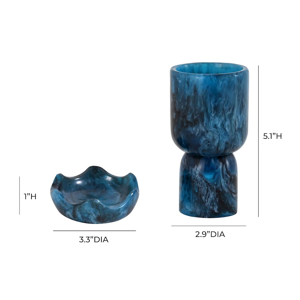Platform Blue Swirl Resin Kiddush Cup. Picture 6