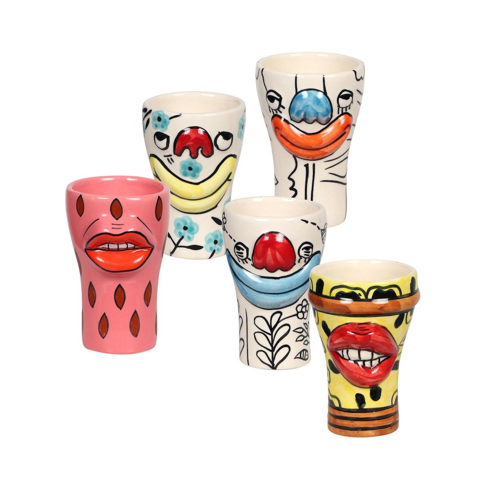 Velma Collection - Set of all 5 Ceramic Glasses. Picture 1