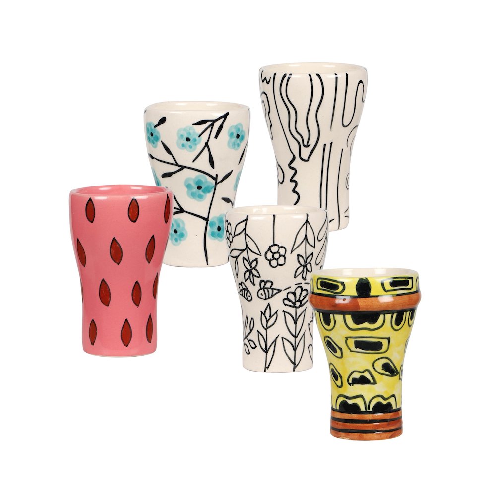 Velma Collection - Set of all 5 Ceramic Glasses. Picture 3