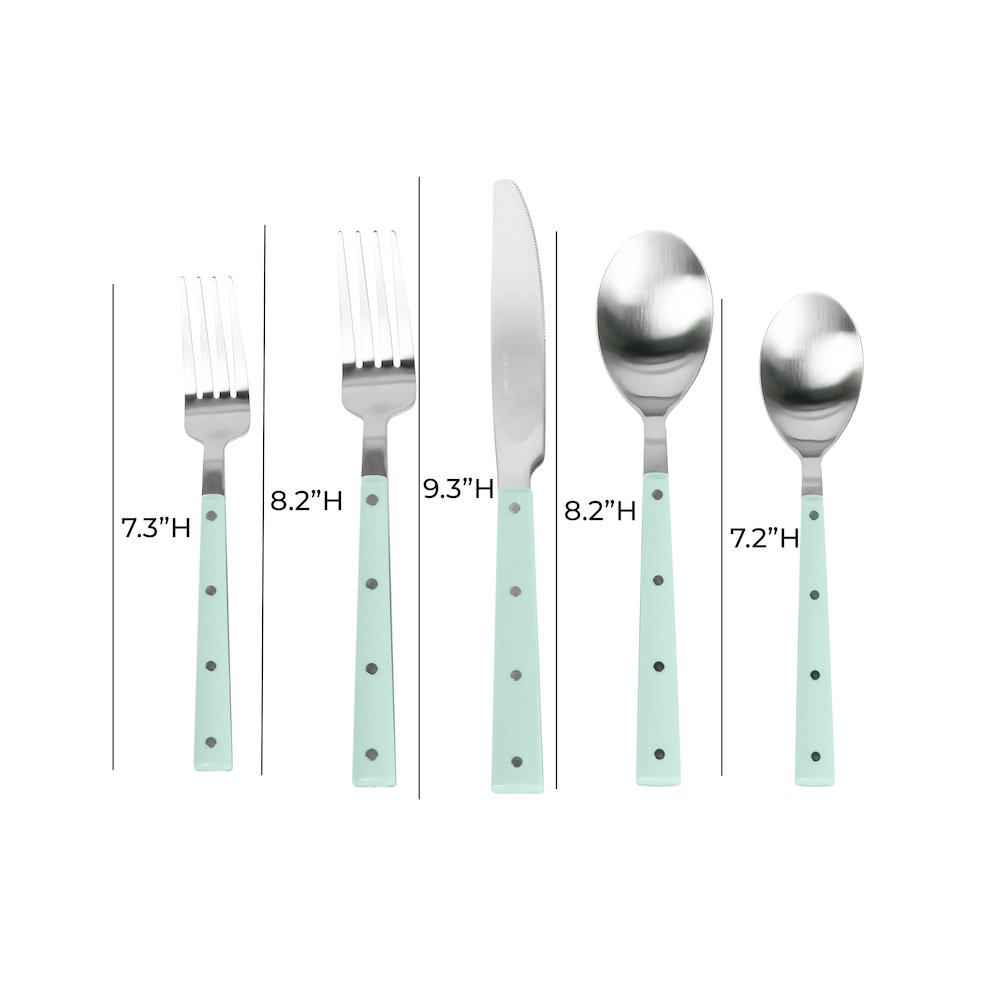 Soline Mint Green and Stainless Steel Flatware - Set of 20 Pieces. Picture 4