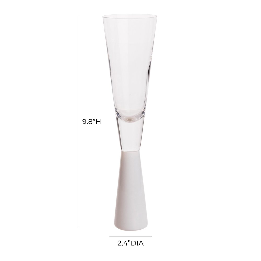 Flute White Champagne Glasses - Set of 4. Picture 7