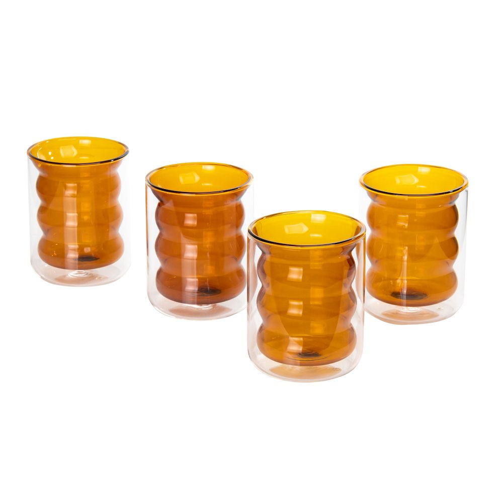 Waves Amber Water Glass - Set of 4. Picture 3