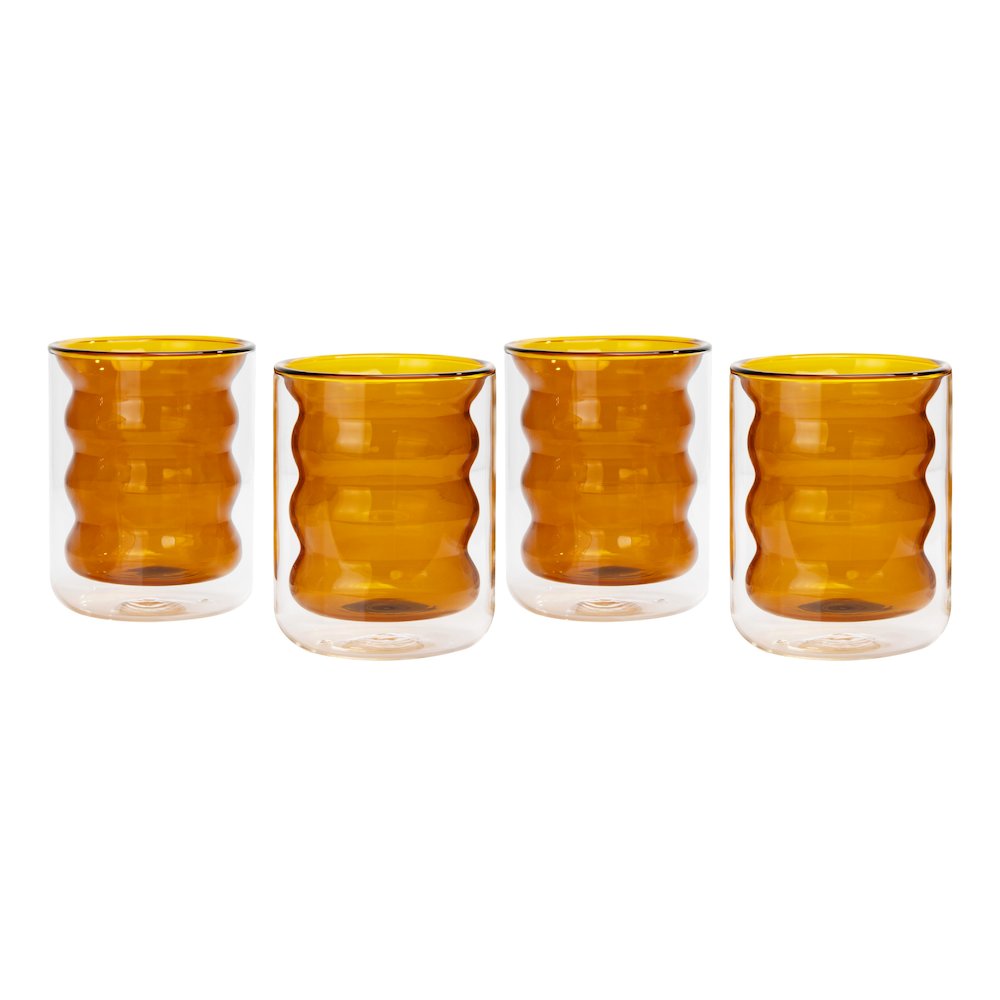Waves Amber Water Glass - Set of 4. Picture 4