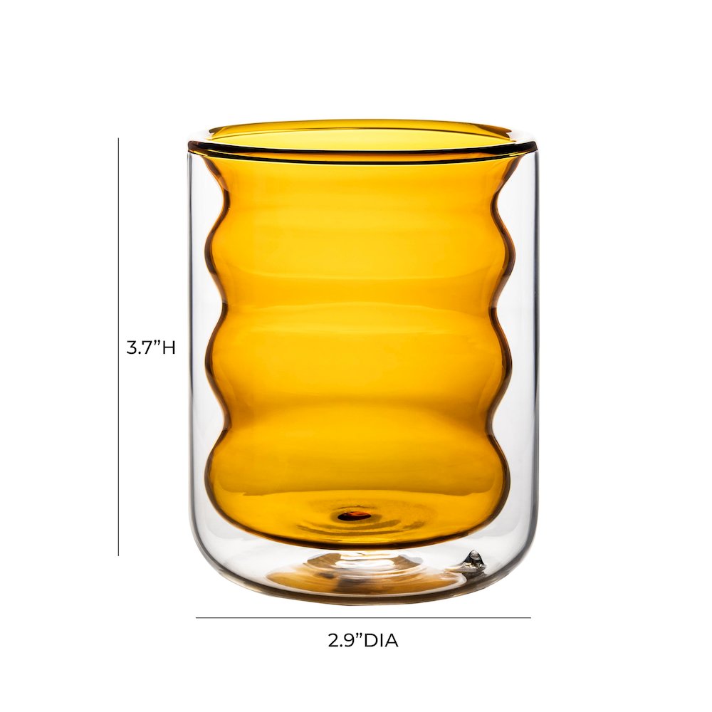 Waves Amber Water Glass - Set of 4. Picture 6