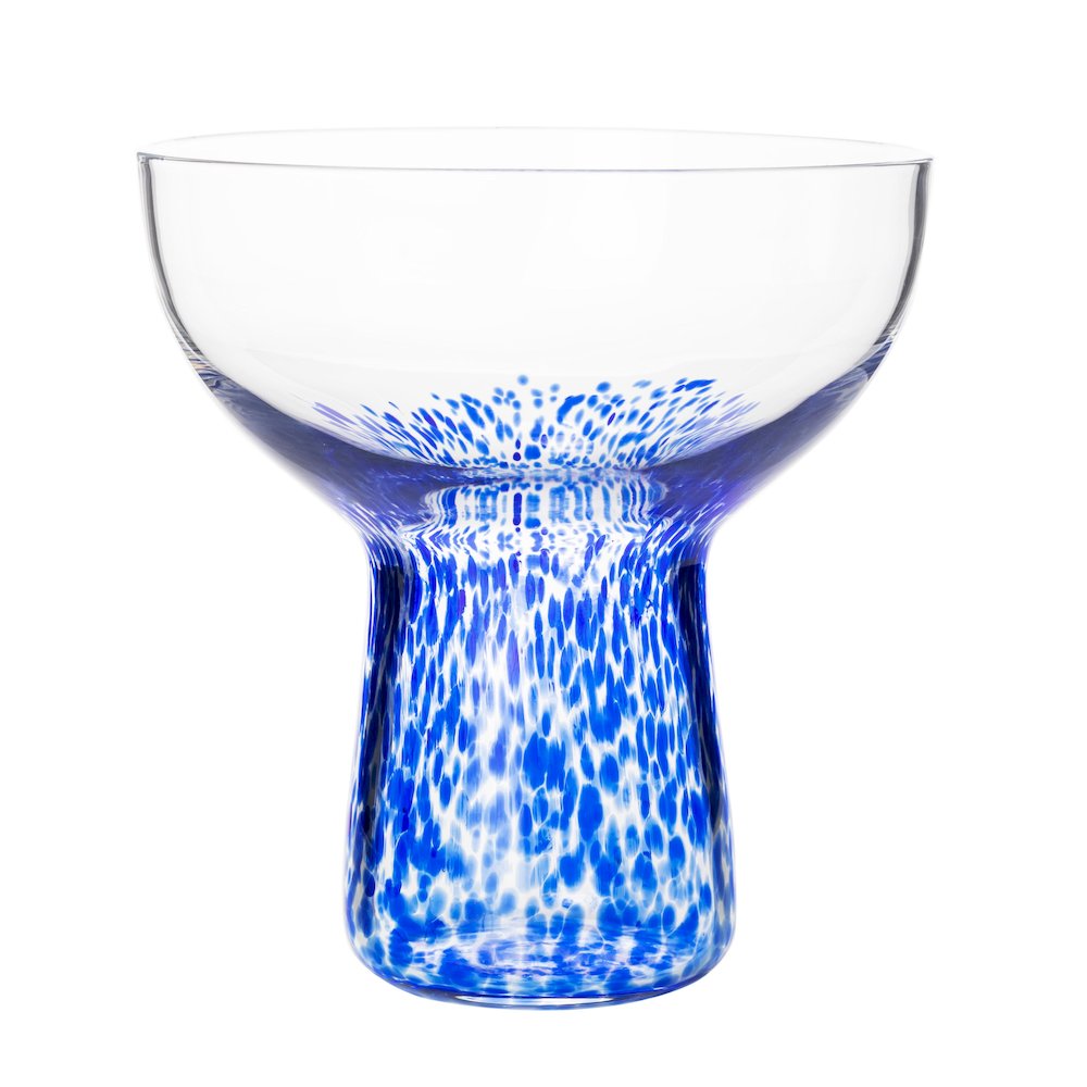 Dottie Blue Dots Handblown Cocktail Glass - Set of 4. Picture 1