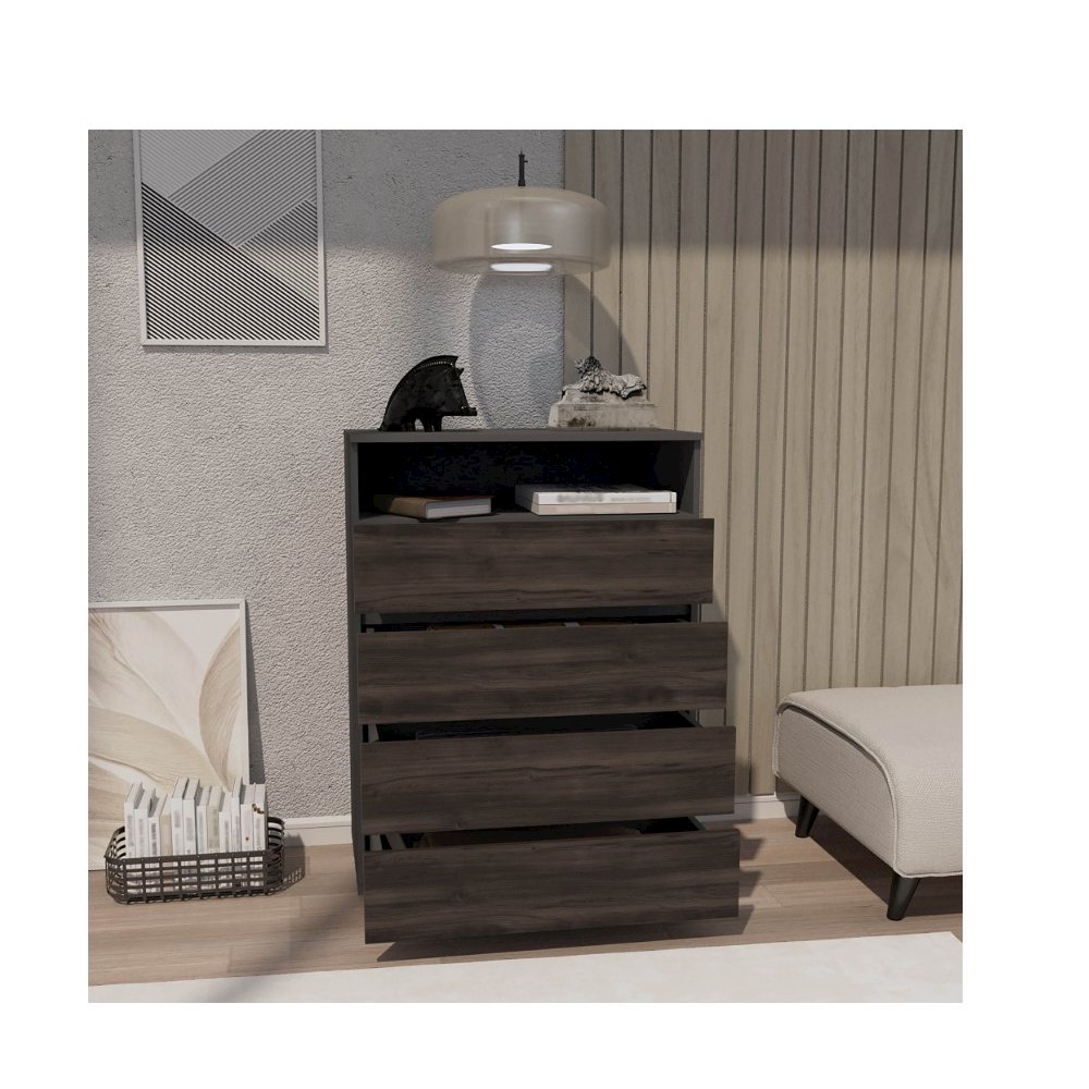 Alpine 4-Drawer Dresser With Spacious Storage And Modern Handles, Matt Grey. Picture 2