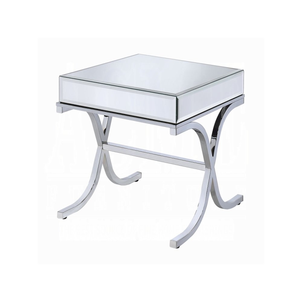 Yuri End Table, Mirrored & Chrome. Picture 1