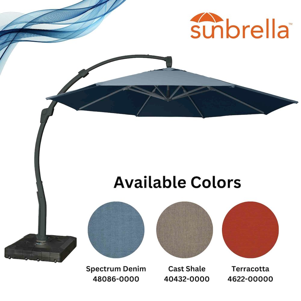 11.5 Ft Cantilever Sunbrella Terracotta 360 Umbrella w/Movable Base. Picture 6