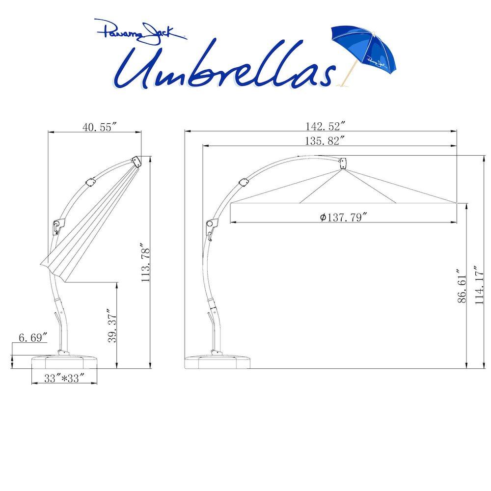11.5 Ft Cantilever Sunbrella Terracotta 360 Umbrella w/Movable Base. Picture 5