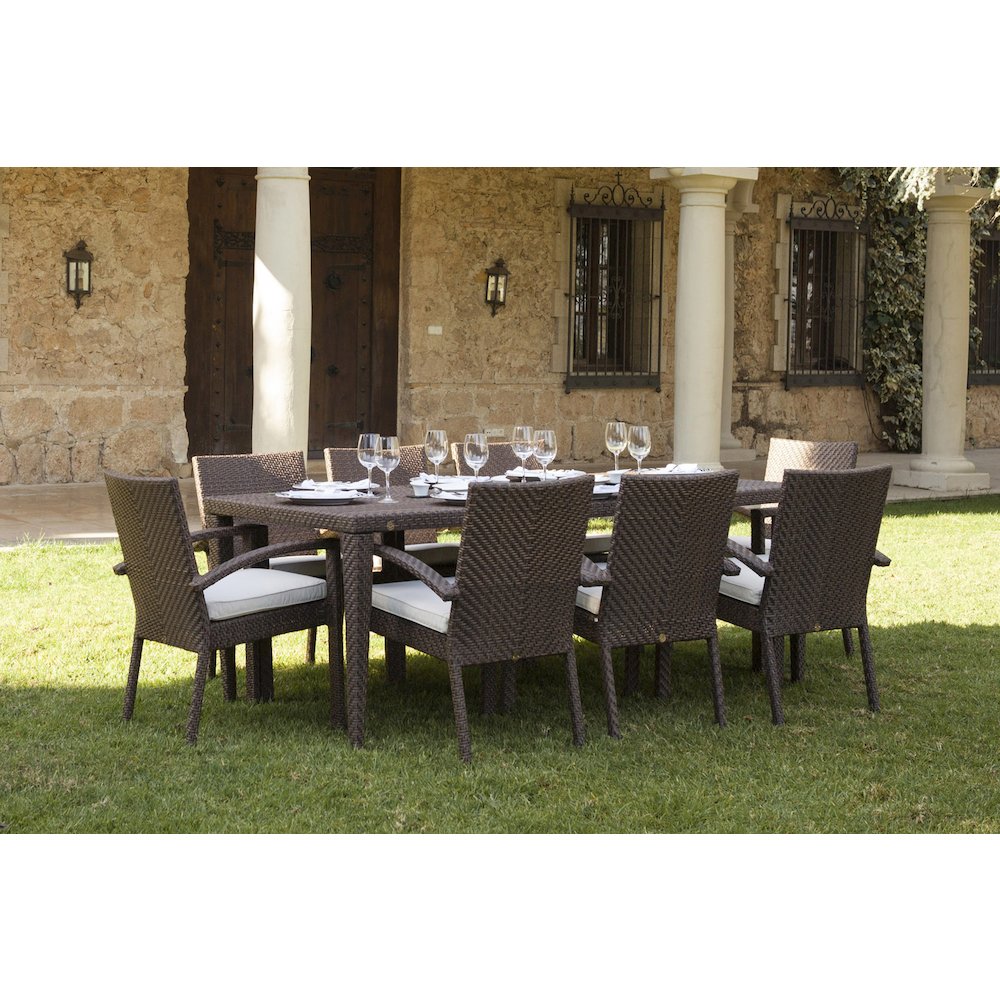 Soho 9-Piece Rectangular Dining Arm Chair Set with Cushions. Picture 1