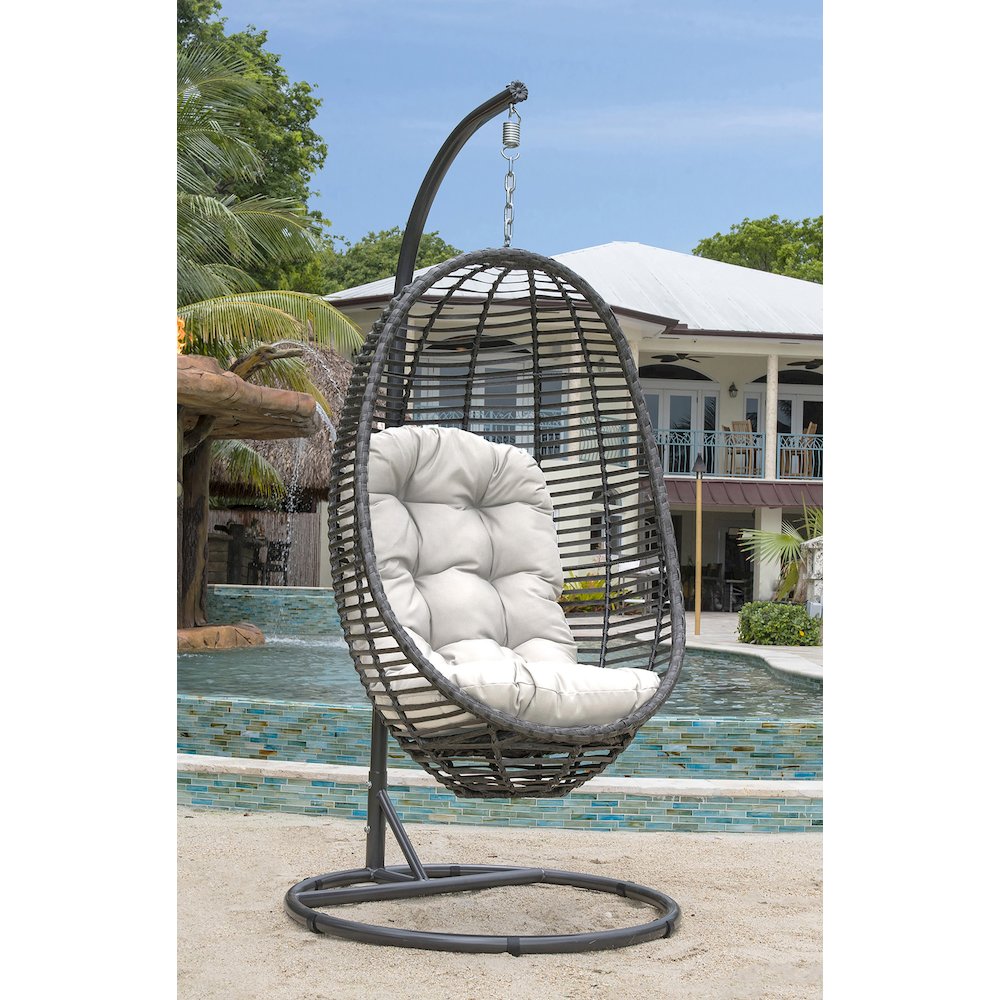Panama Jack Graphite 2-Piece Hanging Chair with Cushion. Picture 2