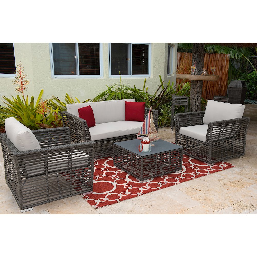 Panama Jack Graphite 4-Piece Living Set with Cushions. Picture 1