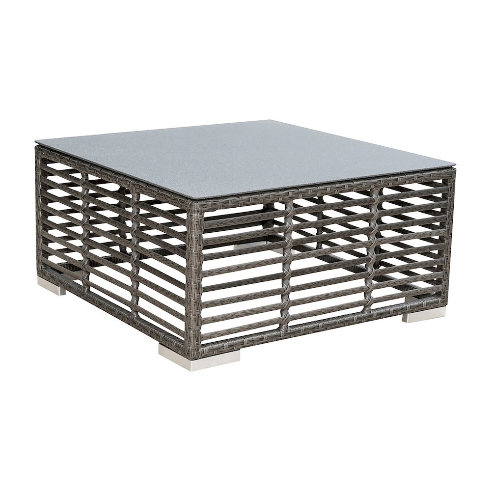 Panama Jack Graphite Square Coffee Table with glass. Picture 1