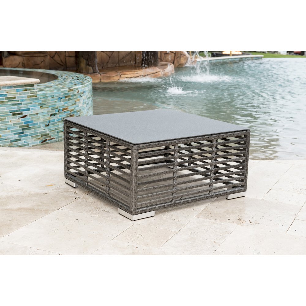 Panama Jack Graphite Square Coffee Table with glass. Picture 3