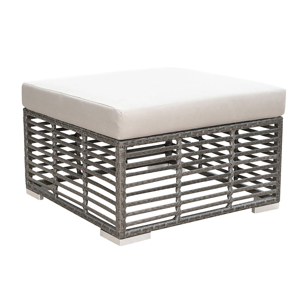 Panama Jack Graphite Square Ottoman with Cushion. Picture 1