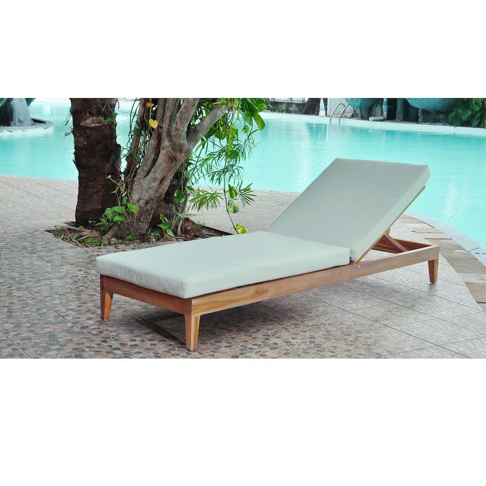 Panama Jack Bali Teak Chaise Lounge with Cushion. Picture 3