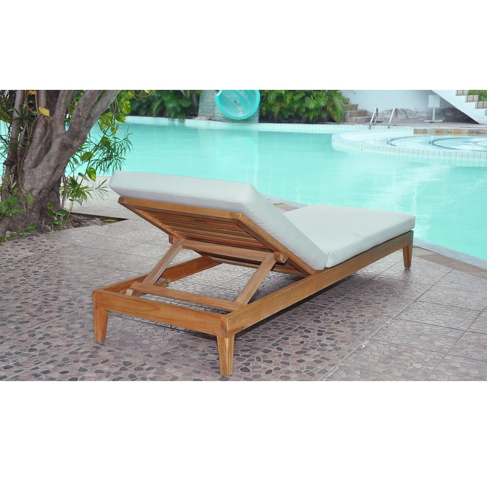 Panama Jack Bali Teak Chaise Lounge with Cushion. Picture 4