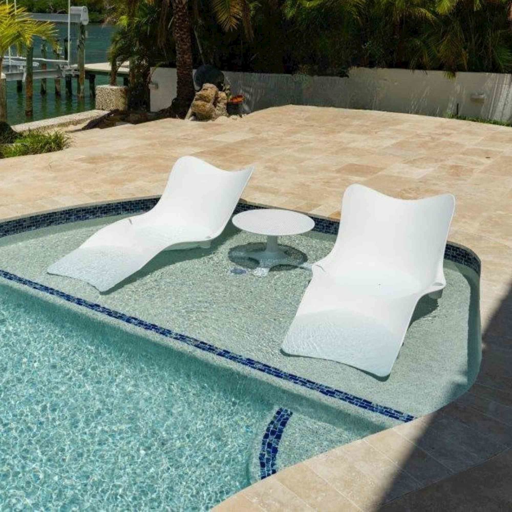 Panama Jack Set of 2 Wave In-Pool Chaise Lounger with End Table. Picture 2