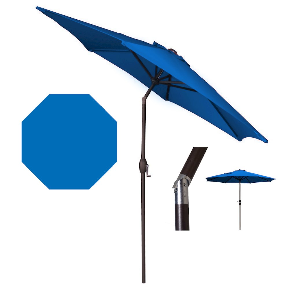 Panama Jack Blue 9 Ft Alum Patio Umbrella W/Crank. Picture 2