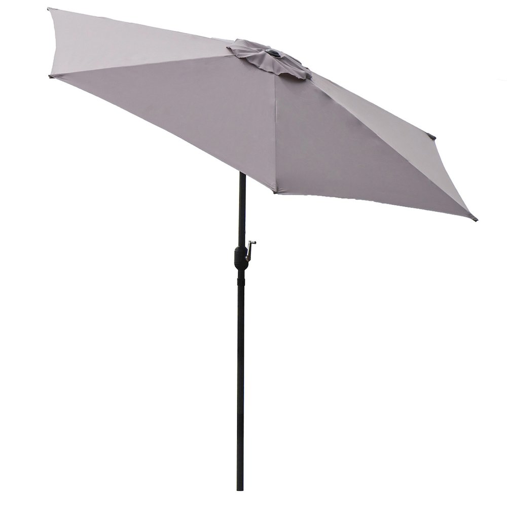 Panama Jack Grey 9 Ft Alum Patio Umbrella W/Crank. Picture 1