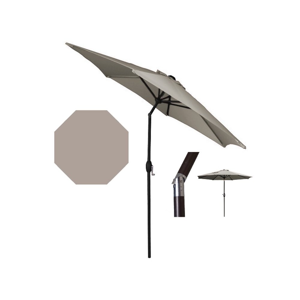 Panama Jack Grey 9 Ft Alum Patio Umbrella W/Crank. Picture 2