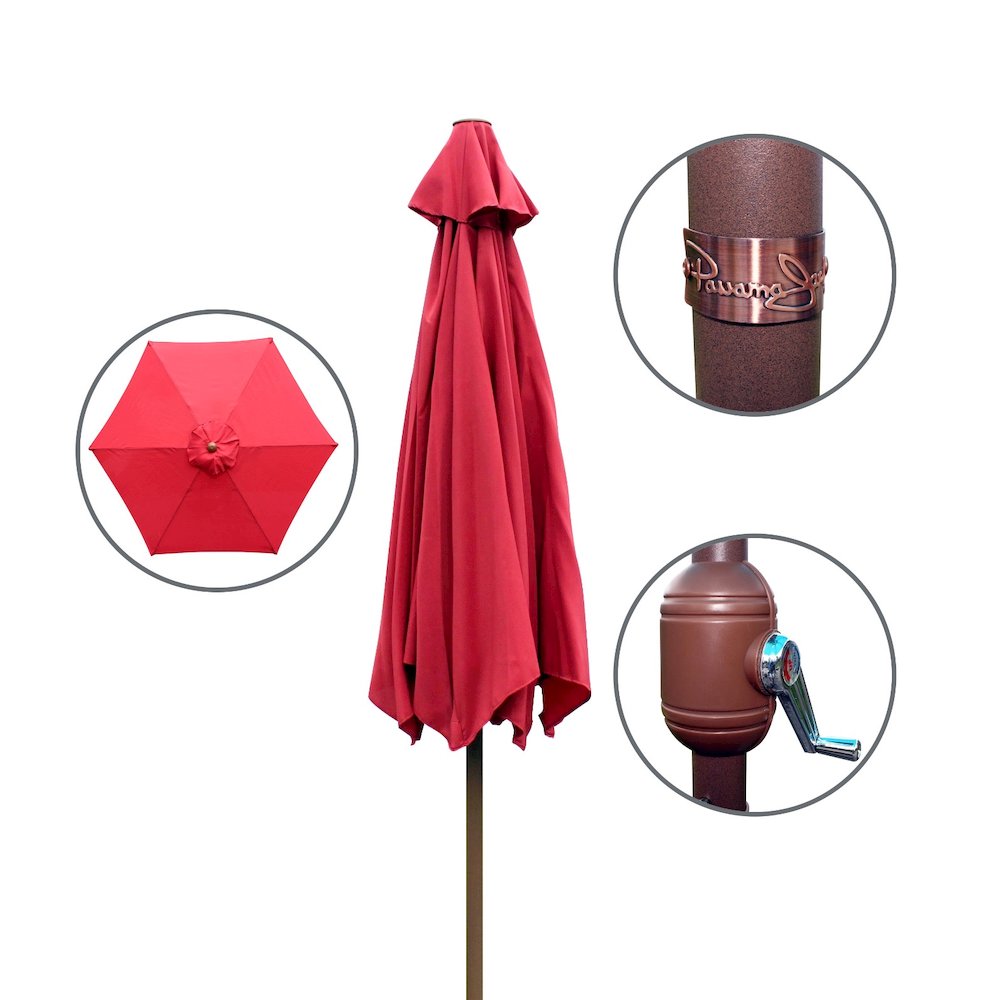 Panama Jack Red 9 Ft Alum Patio Umbrella W/Crank. Picture 2