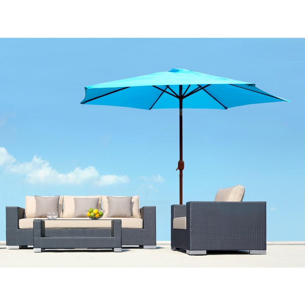 Panama Jack Teal 9 Ft Alum Patio Umbrella W/Crank. Picture 4