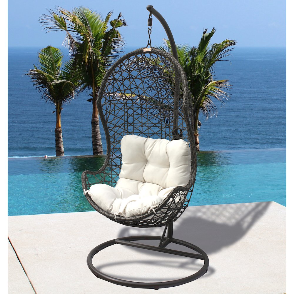 Panama Jack Hanging Chair w/Metal Stand & Cushions. Picture 8