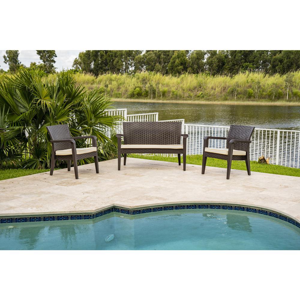 Alaska 4 Piece Seating Set with Cushions, Brown. Picture 5