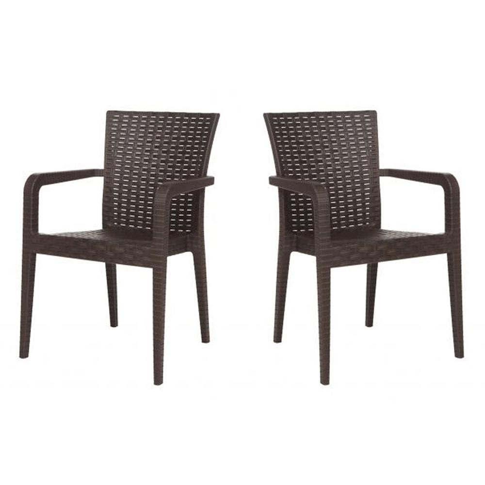 Alberta Set of 2 Stackable Armchair-Brown. Picture 1